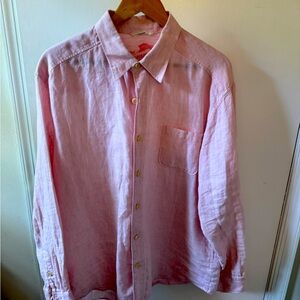 Tommy Bahama Pink Linen Button-Down Shirt - Large